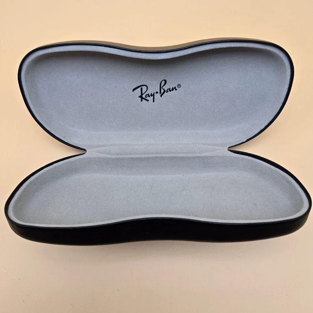 Ray-Ban Brown Hard Shell Sunglass Case Clamshell Logo Textured Eyewear Protector